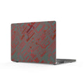 Matte MacBook Case - Red & Teal Geometric Design, Lightweight & Scratch-Resistant Cover shown on a MacBook with a bold abstract plaid pattern, lightweight macbook pro 16  case design.