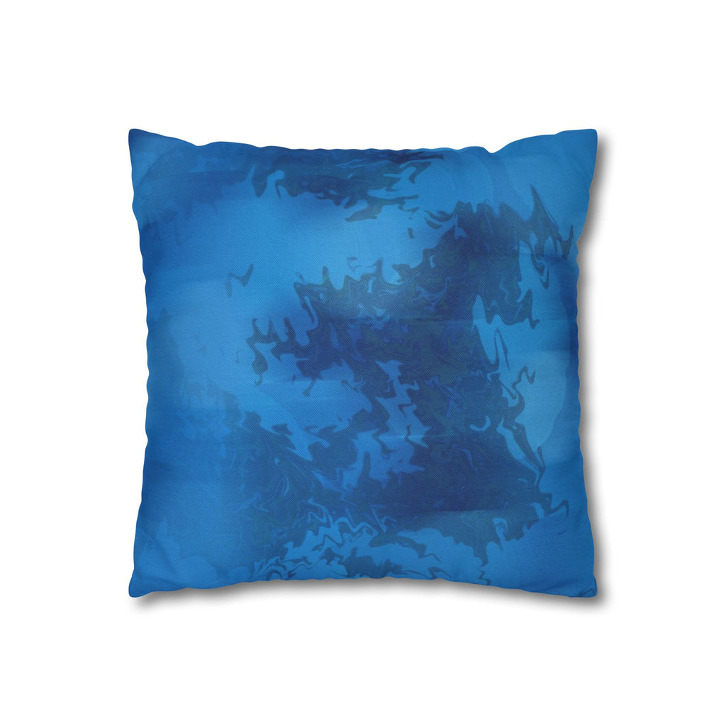 Ocean Accent Cushion Cover - 100% Soft Spun Polyester Blue Tie-Dye Square Pillowcase