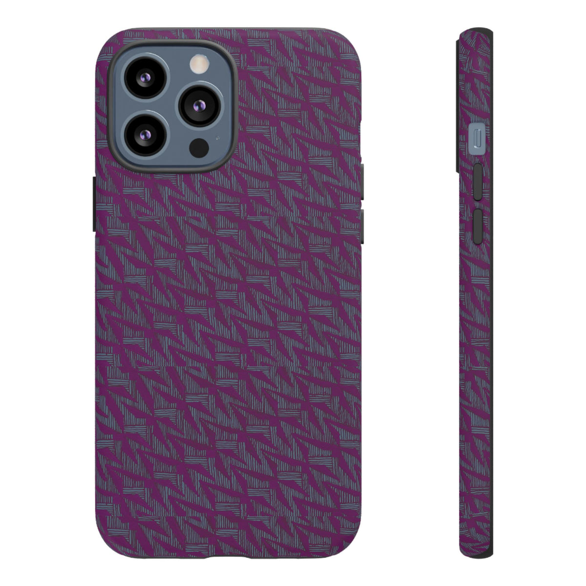 Purple Geometric Tough Phone Case — Protective Slim Phone Cover, protective rear view with raised corners, shockproof iphone 17 pro cover