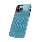 Tough Phone Case — Blue-Green Geometric Watercolor Pattern, shockproof iphone 17 pro case side protection close-up