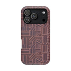 MagSafe Impact Resistant Phone Case - Geometric Brown Pattern, Dual-Layer Protection, contemporary mauve geometric pattern; impact resistant iphone 17 pro max case