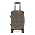 Houndstooth Carry-On Suitcase – Retro Red & Green Patterned Travel Luggage, hard shell carry on shown from the front with telescopic handle and spinner wheels