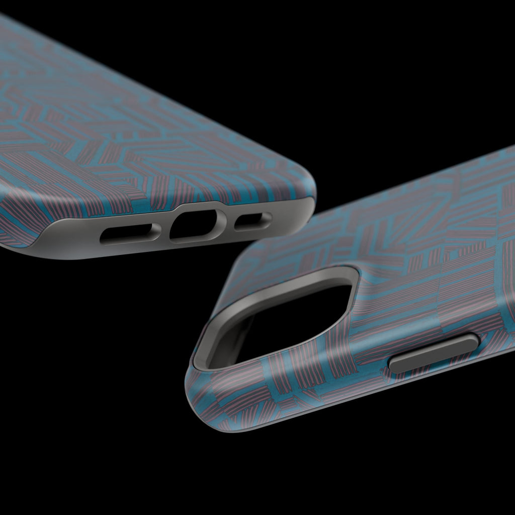 Impact Resistant iPhone 17 Case, Teal Geometric MagSafe Dual-Layer Protection