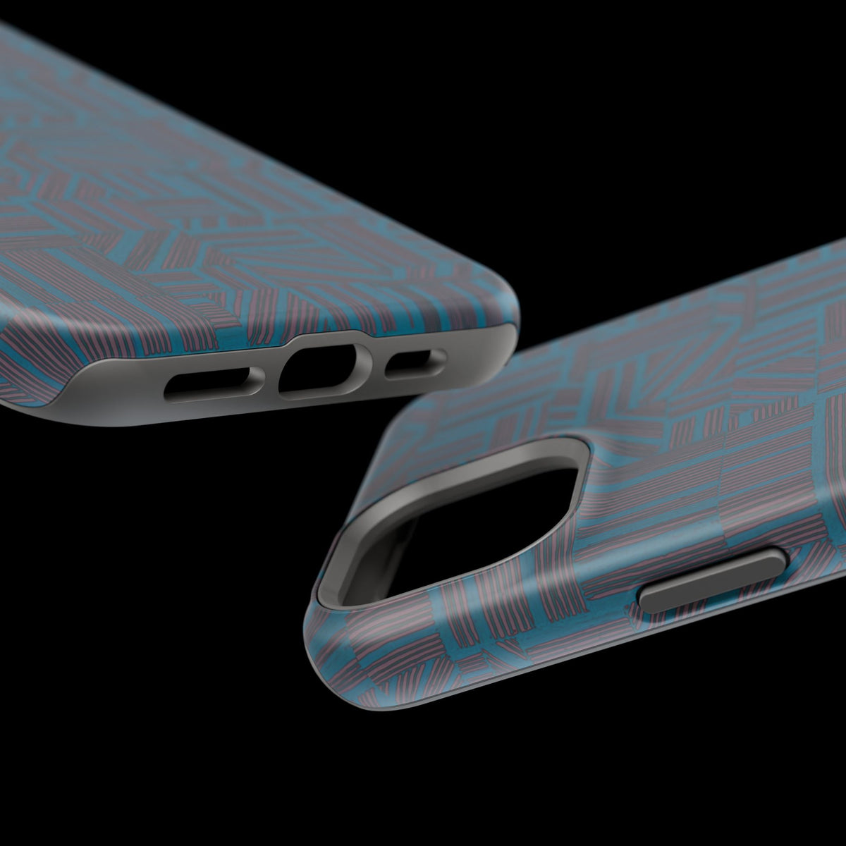 Impact Resistant iPhone 17 Case, Teal Geometric MagSafe Dual-Layer Protection