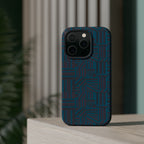 Impact Resistant Phone Case-20% OFF Entire Order, And Free Shipping, Teal Geometric MagSafe case with geometric teal and navy artwork; impact resistant iphone 17 case-20% OFF Entire Order, and Free Shipping.