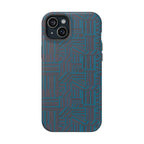 Impact Resistant Phone Case-20% OFF Entire Order, And Free Shipping, Teal Geometric MagSafe case with three-lens camera opening; impact resistant iphone 17 case-20% OFF Entire Order, and Free Shipping.