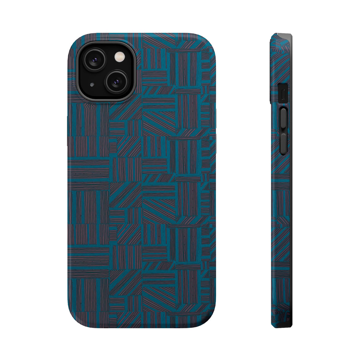 Impact Resistant Phone Case-20% OFF Entire Order, And Free Shipping, Teal Geometric MagSafe case with dual-camera cutout; impact resistant iphone 17 case-20% OFF Entire Order, and Free Shipping.