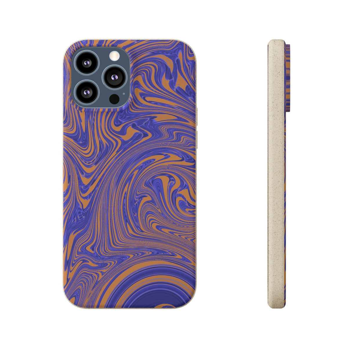 Biodegradable Marble Swirl Phone Case — Purple & Orange Eco-Friendly Protective Cover with precision-fit camera cutouts; protective biodegradable case _CASETiFY5 alternative.