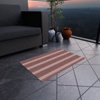 Striped Outdoor Rug — Durable Patio Mat in Rose & Slate