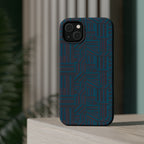 Impact Resistant Phone Case-20% OFF Entire Order, And Free Shipping, Teal Geometric MagSafe phone case shown on a large camera module; impact resistant iphone 17 case-20% OFF Entire Order, and Free Shipping.