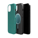 Magnetic Impact-Resistant Phone Case — Teal Geometric Protective Cover, magnetic iphone 18 pro case exploded construction view