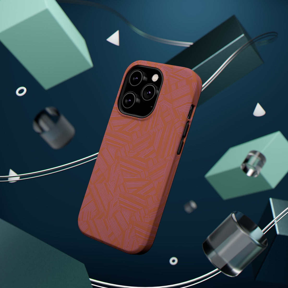 Protective iPhone 18 Pro Max Case With Terracotta Geometric MagSafe Impact Resistance