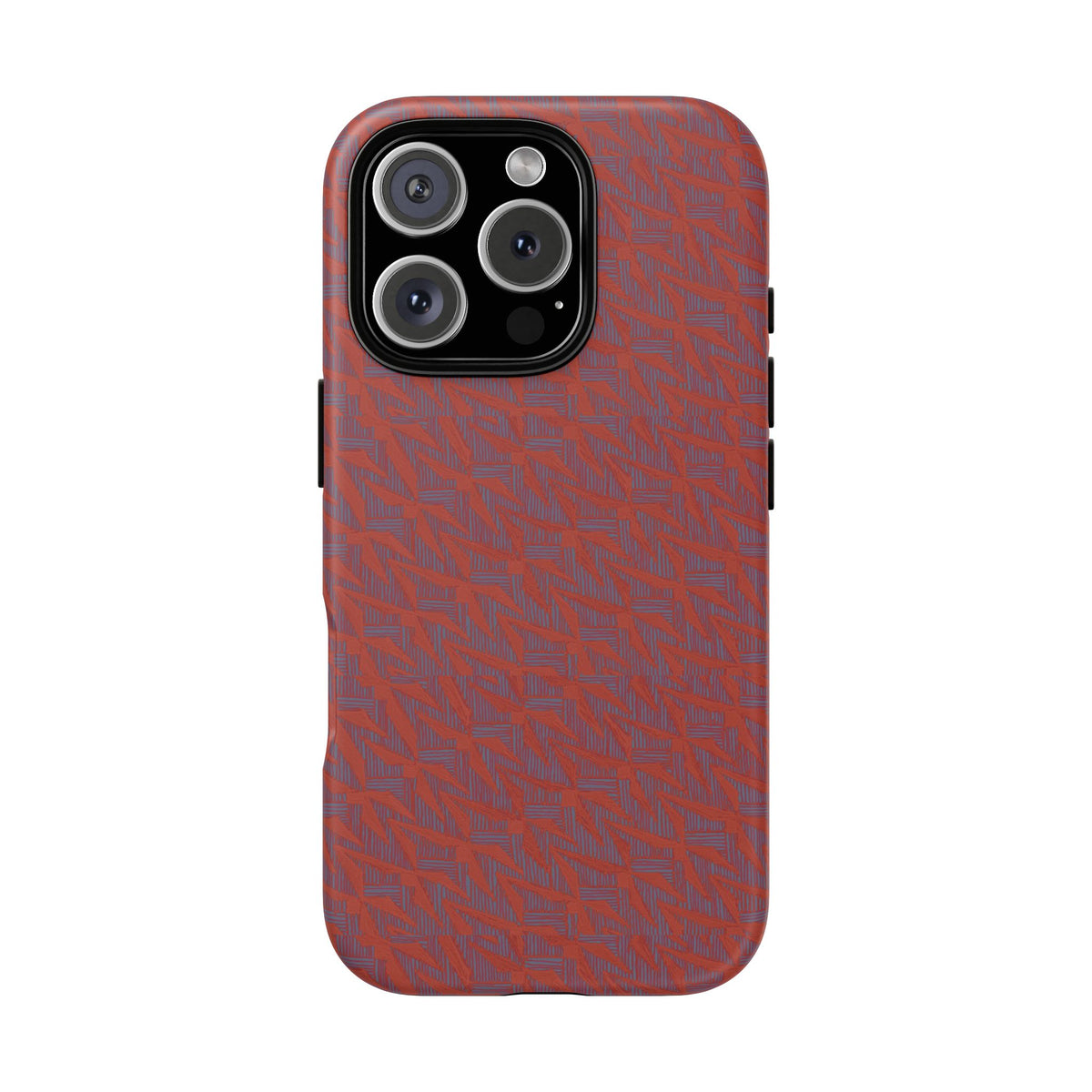 Red Pebble Texture Tough Phone Case — Rugged Shockproof iPhone Cover, wireless charging iphone 17 promax case showing impact-resistant corners