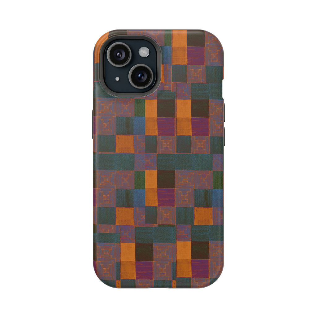 Impact-Resistant Phone Case — Retro Checkerboard Pattern, Fractyl wireless charging iphone 18 pro case featuring a slim checkerboard design and protective camera cutout.