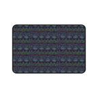 Striped Geometric Desk Mat — Dark Green & Navy Patterned Workspace Pad