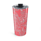 Elegant 20oz Coral Marble Tumbler featuring a glossy marbled coral-and-cream design, ideal for keeping beverages hot or cold.