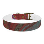 Rose gold buckle of the Marbled Swirl Dog Collar — Red & Teal Abstract Pet Collar, an intriguing option for a hypoallergenic dog collar.