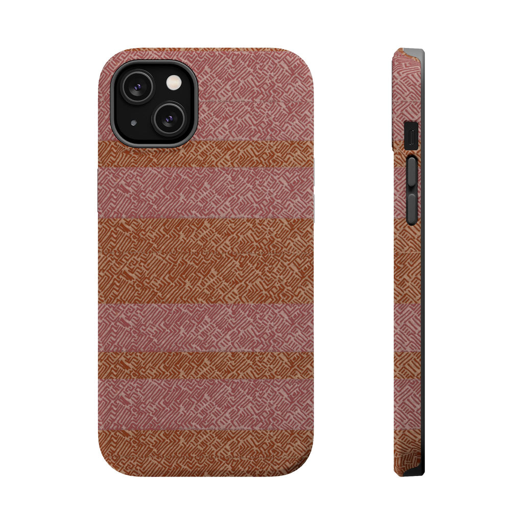 Striped Leather-Texture Magnetic Phone Case — Impact-Resistant iPhone Cover, textured wireless charging iphone 18 pro max case with side buttons