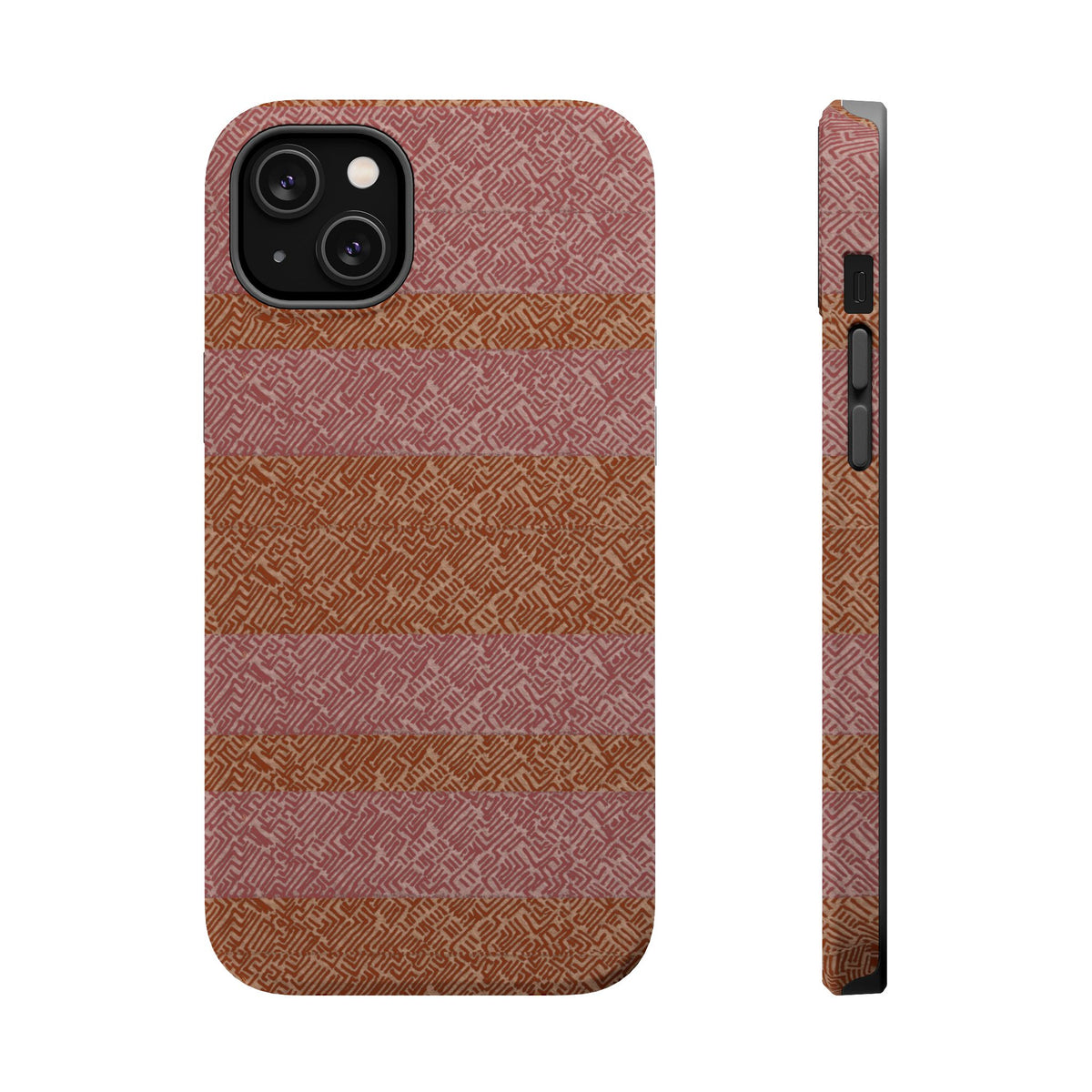 Striped Leather-Texture Magnetic Phone Case — Impact-Resistant iPhone Cover, textured wireless charging iphone 18 pro max case with side buttons
