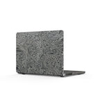 Gray Marble Swirl MacBook Case — Matte Abstract Laptop Cover highlighting an intricate swirling design in gray and black, representing a sophisticated matte laptop cover for modern users.