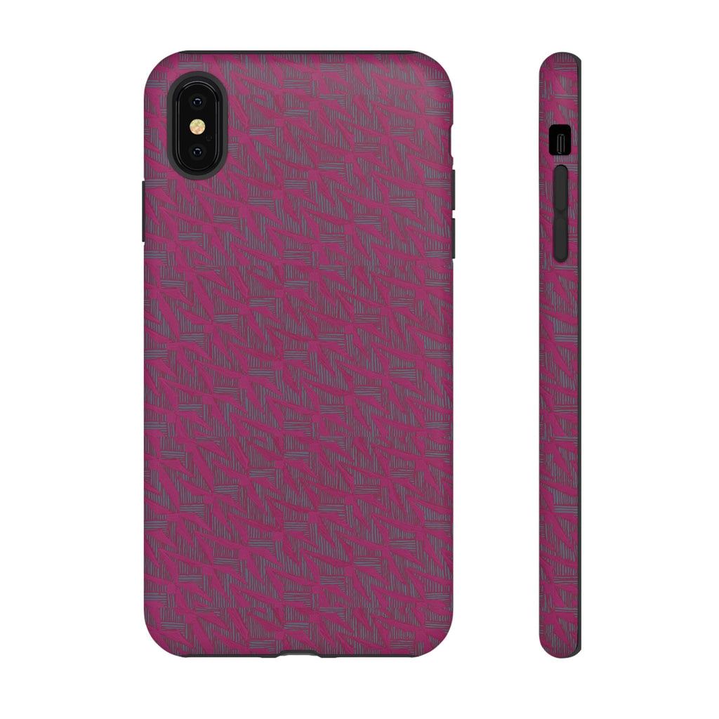 Pink Textured Tough Phone Case — Protective Slim iPhone Cover, durable wireless charging case