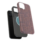 Impact Resistant Iphone 17 Pro Max Case - MagSafe Dual-Layer Geometric Brown Design