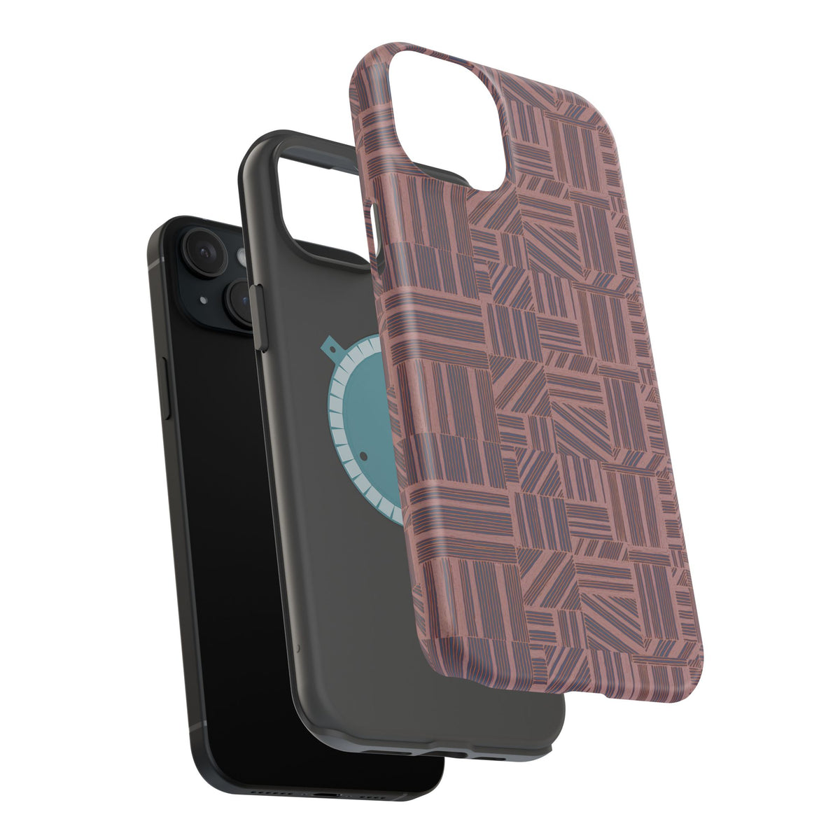 Impact Resistant Iphone 17 Pro Max Case - MagSafe Dual-Layer Geometric Brown Design