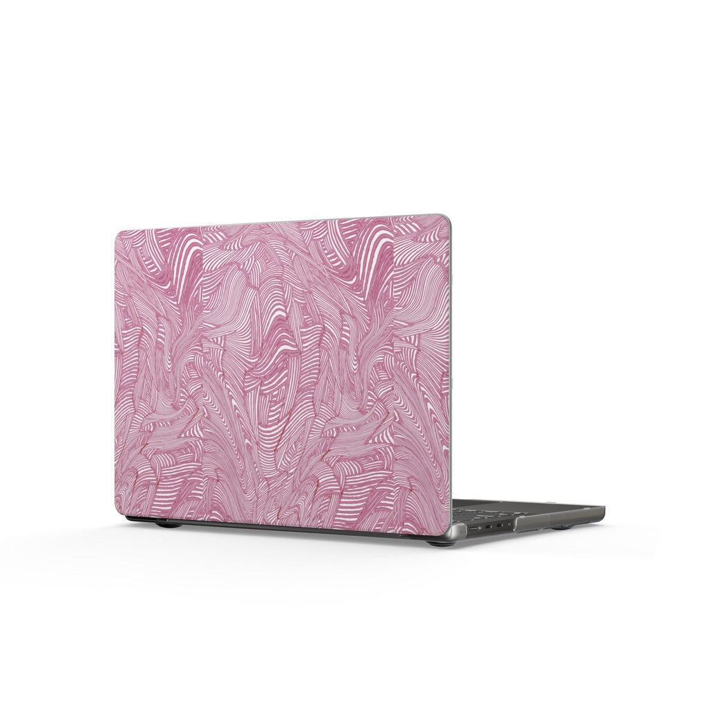 Pink Marble Matte MacBook Case — Elegant Swirl Laptop Cover with a non-slip matte surface and protective macbook shell design