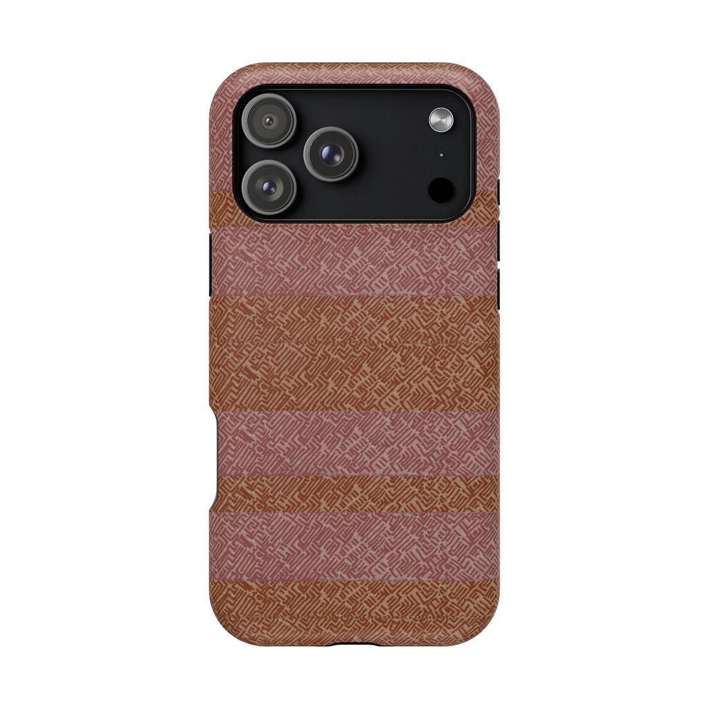 Striped Leather-Texture Magnetic Phone Case — Impact-Resistant iPhone Cover, side profile wireless charging iphone 18 pro max case