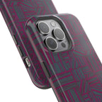 Slim Protective iPhone 16 ProMax Case With MagSafe, Dual-Layer Plum Geometric Design