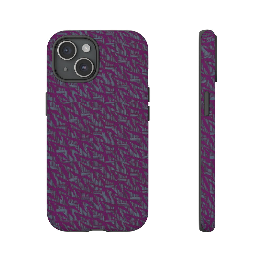 Purple Geometric Tough Phone Case — Protective Slim Phone Cover, sleek side profile and protective buttons, shockproof iphone 17 pro cover