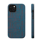 Impact Resistant Phone Case-20% OFF Entire Order, And Free Shipping, Teal Geometric MagSafe protective case front and side profile; impact resistant iphone 17 case-20% OFF Entire Order, and Free Shipping.