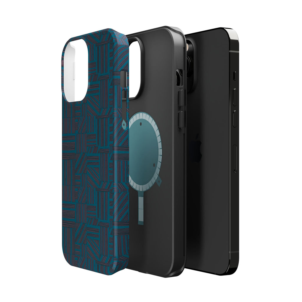 Impact Resistant Phone Case-20% OFF Entire Order, And Free Shipping, Teal Geometric MagSafe case exploded view with protective inner layer; impact resistant iphone 17 case-20% OFF Entire Order, and Free Shipping.