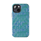 Tough Phone Case — Blue-Green Geometric Watercolor Pattern, shockproof iphone 17 pro case front edge and camera view