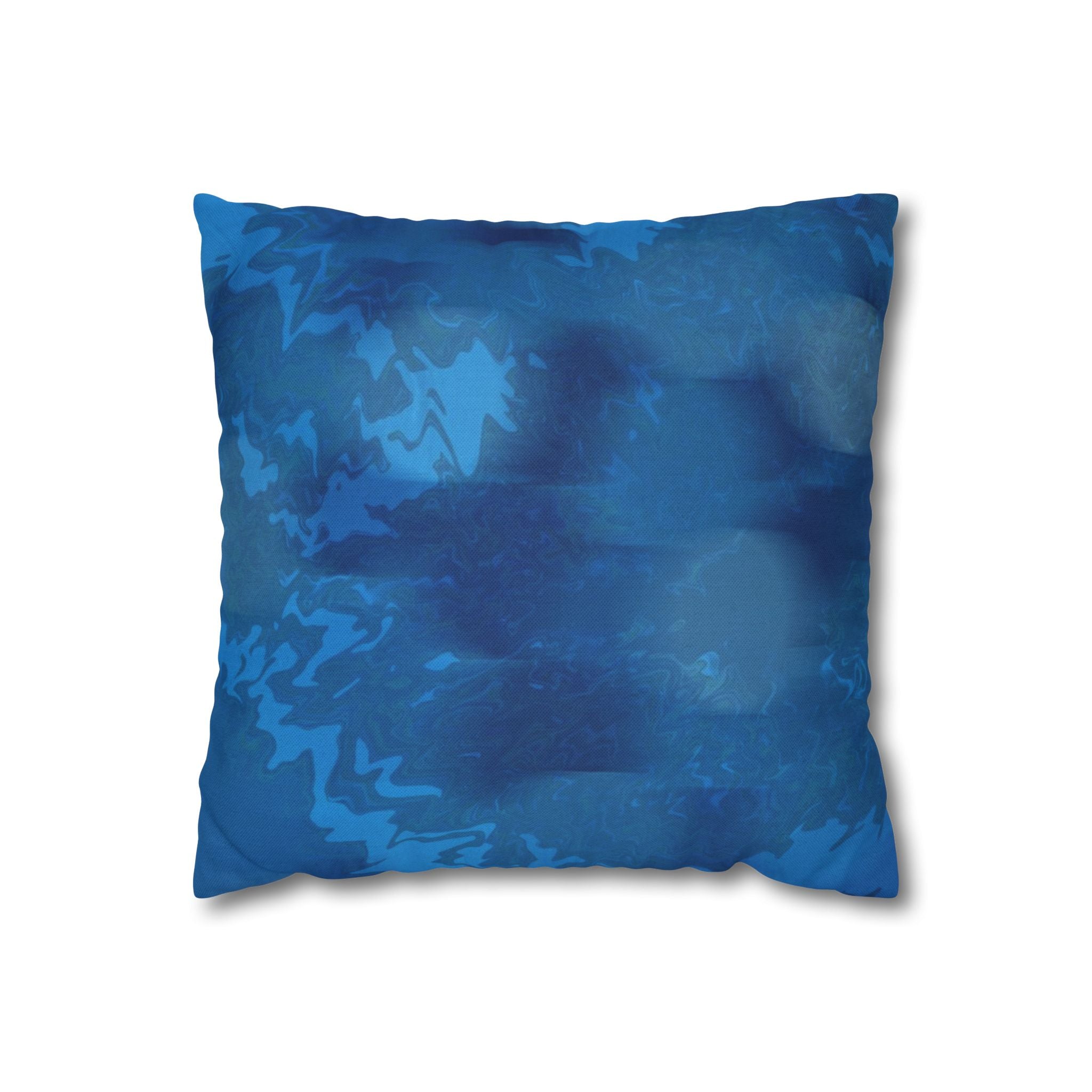 Ocean Accent Cushion Cover - 100% Soft Spun Polyester Blue Tie-Dye Square Pillowcase
