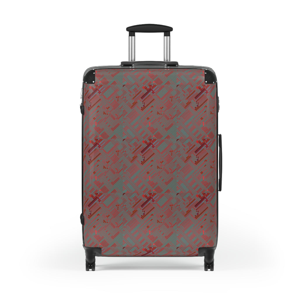 Red Geometric Pattern Carry-On Suitcase — Modern Travel Luggage