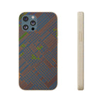 Biodegradable Phone Case — Earthy Geometric Plaid Eco-Friendly Cover, eco friendly phone case product image