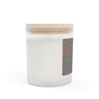 Frosted Glass Candle — Warm Geometric Pattern Scented Candle for Home, featuring a minimalist label against a soft off-white backdrop, ideal for modern interiors.