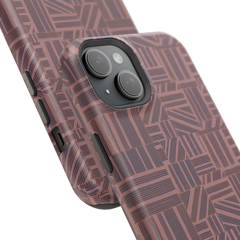 Impact Resistant Iphone 17 Pro Max Case - MagSafe Dual-Layer Geometric Brown Design