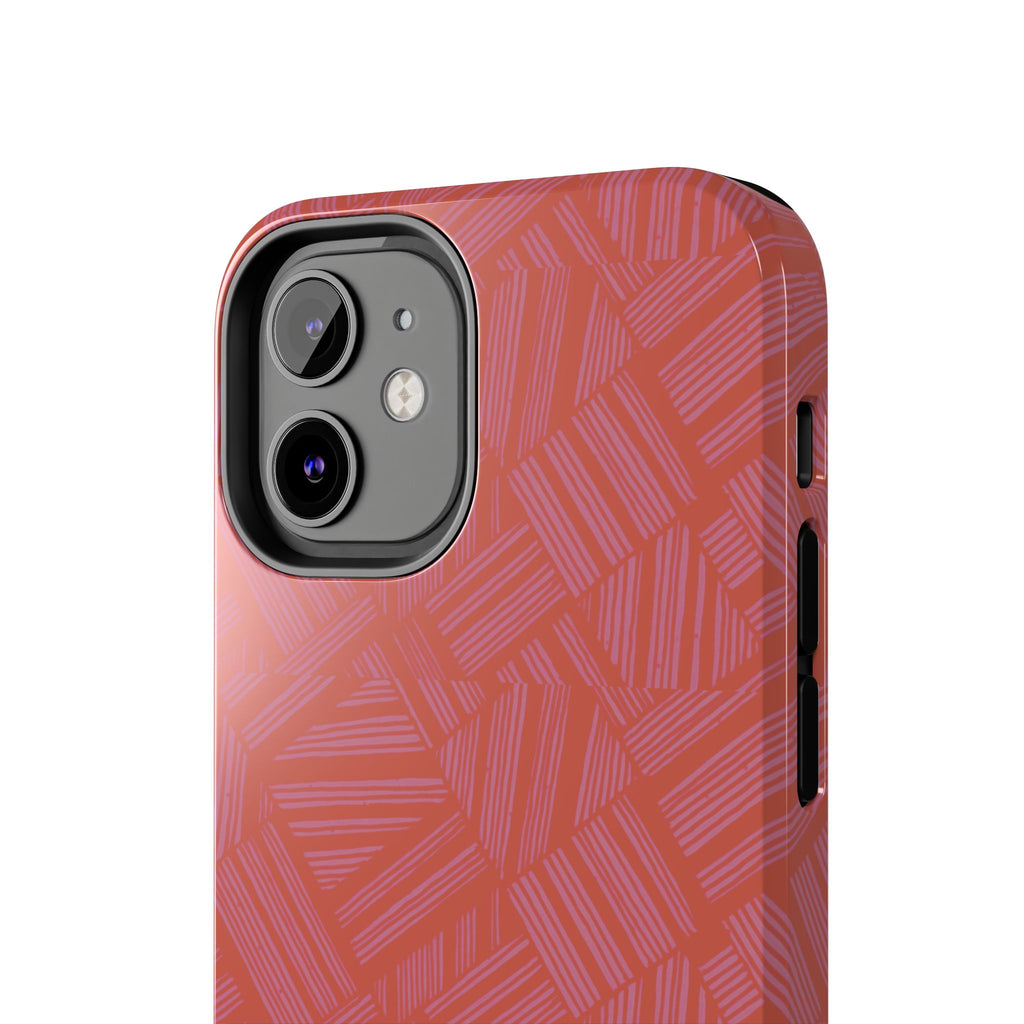 Tough Phone Case — Geometric Coral Pattern Protective Cover, shockproof iphone 18 pro case in a polished coral colorway