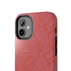 Tough Phone Case — Geometric Coral Pattern Protective Cover, shockproof iphone 18 pro case in a polished coral colorway