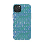 Tough Phone Case — Blue-Green Geometric Watercolor Pattern, shockproof iphone 17 pro case rear protection view