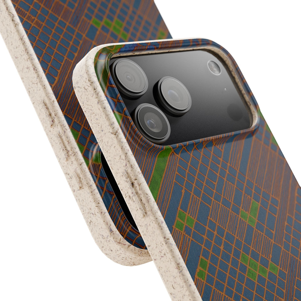 Biodegradable Phone Case — Earthy Geometric Plaid Eco-Friendly Cover, eco friendly phone case product image