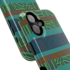 Geometric Green Wireless Charging iPhone 16 Pro Max Case - Impact-Resistant Dual-Layer