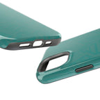 Magnetic Impact-Resistant Phone Case — Teal Geometric Protective Cover, magnetic iphone 18 pro case close-up dual-camera fit