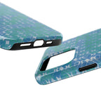 Tough Phone Case — Blue-Green Geometric Watercolor Pattern, shockproof iphone 17 pro case raised camera bezel close-up