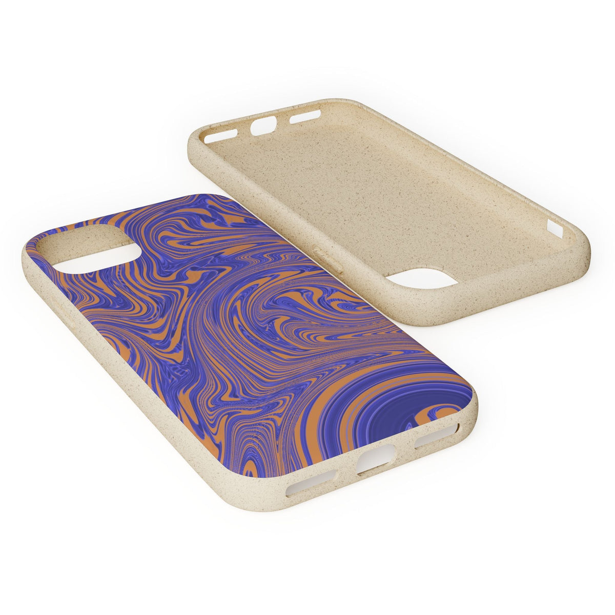 Biodegradable iPhone 17 Case – Purple Orange Marble Swirl Eco-Friendly Protection