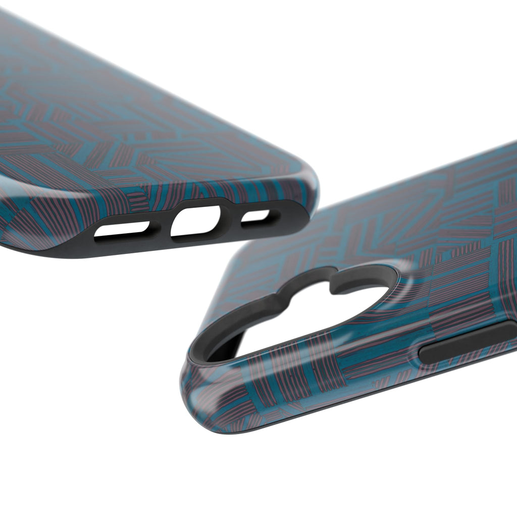 Impact Resistant iPhone 17 Case, Teal Geometric MagSafe Dual-Layer Protection