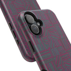 Slim Protective iPhone 16 ProMax Case With MagSafe, Dual-Layer Plum Geometric Design