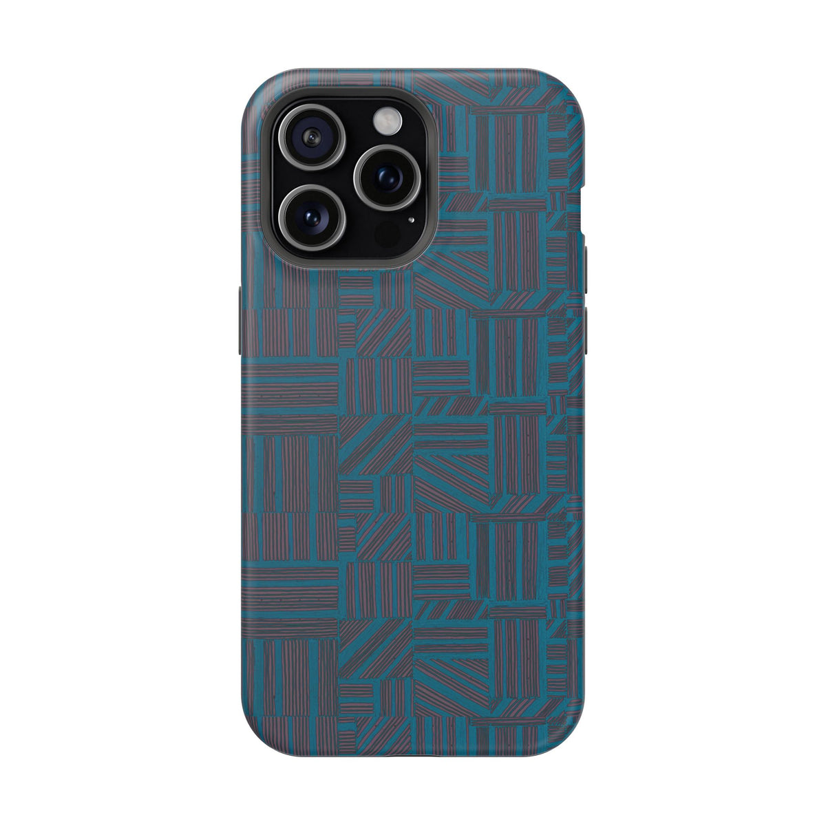Impact Resistant Phone Case-20% OFF Entire Order, And Free Shipping, Teal Geometric MagSafe slim case with teal and blue geometric print; impact resistant iphone 17 case-20% OFF Entire Order, and Free Shipping.
